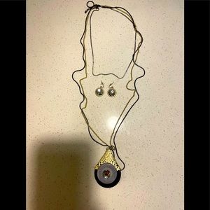 Long accent necklace with matching earrings!!